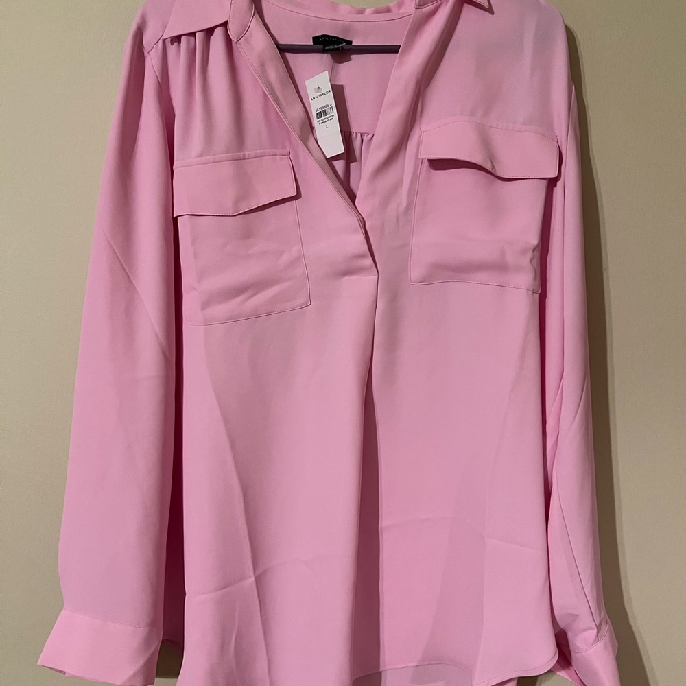 Ann Taylor Soft Pink Camp Blouse